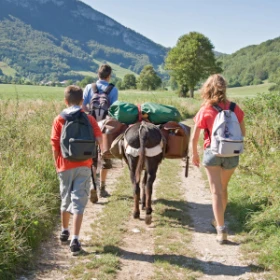 Wanderung mit bepacktem Esel