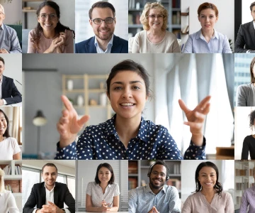 virtuelles Meeting mit 9 Personen