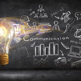 eine Tafel mit verschiedenen Icons zur Kommunikation