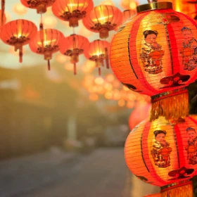 Chinesische Neujahrslaternen in Chinatown