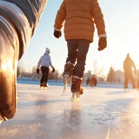 Eilaufen auf eine zugefrorenen See