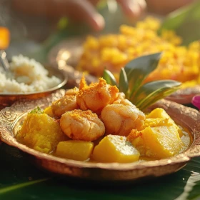 Traditionelles Essen mit Kartoffeln und Fleisch