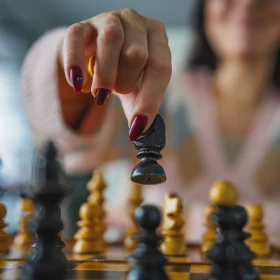 Frau beim Schachspielen