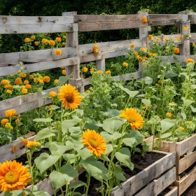 Hochbeet mit orangenen Pflanzen