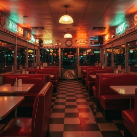 amerikanisches Diner von Innen mit roten Sofas