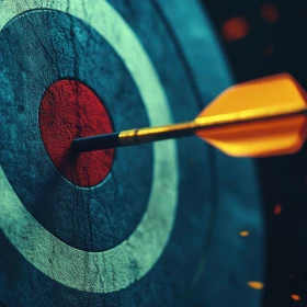 Pfeil vom Bogenschießen steckt in Zielscheibe