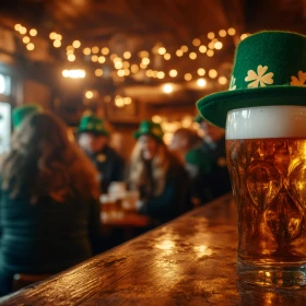 irisches Pub, Bierglas mit irischem Gut steht auf der Bar