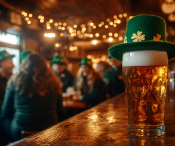 irisches Pub, Bierglas mit irischem Gut steht auf der Bar