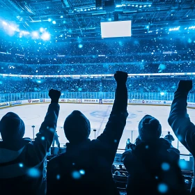 Jubelnde Fans in einem Eishockeystadion