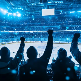 Jubelnde Fans in einem Eishockeystadion