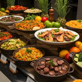 Buffet mit brasilianischen Speisen