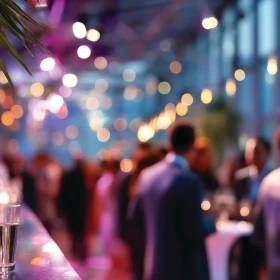 Unscharfe Aufnahme von Geschäftsleuten auf einer Party oder einer Firmenveranstaltung in einem Bürozentrum