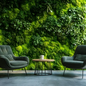 Mooswand in einem Büro, Besprechungsecke, Pflanzen in einem Büro