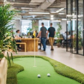 Golf im Büro mit Kunstrasen