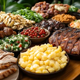 Buffet mit verschiedenem Essen, Basilianisch