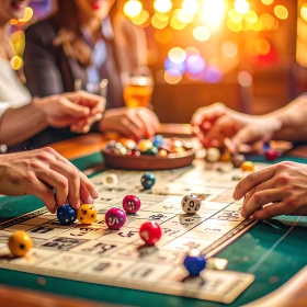 Freunde spielen an einem Casinotisch