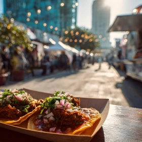 Foodtruck mit mexikanischem Essen auf einem Straßenfest