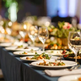 Köstliche und farbenfrohe Food-Installation bei einer exquisiten Veranstaltung