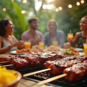 BBQ mit Fleischspießen