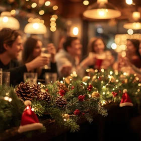 Weihnachtsfeier, weihnachtlich geschmückte Tafel, Weihnachtsdekoration