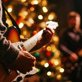 Gitarrenspieler vor Weihnachtsbaum