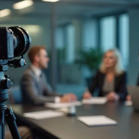 Interview in einem Büro wird gefilmt