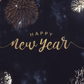 Bild mit Schriftzug "Happy New Year"