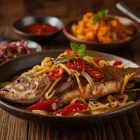 Fischgericht mit Nudeln