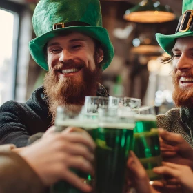 Freunde feiern St. Patrick's Day in einem irischen Pub