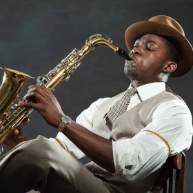 Mann spielt Saxophon