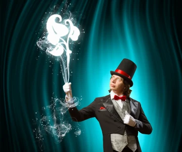 Man im Anzug zaubert einen Nebel