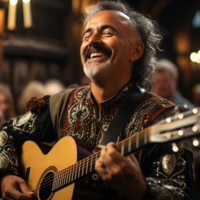 Musiker, Alleinunterhalter mit einer Gitarre, singend