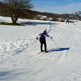 Athlet während einer Abfahrt