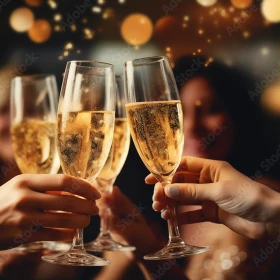 Personen stoßen mit Sektgläsern an