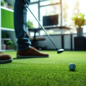 Minigolf im Büro auf Kunstrasen