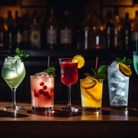 bunte Cocktails auf einem Tresen