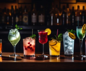 bunte Cocktails auf einem Tresen