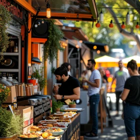 Foodtruck auf einem Fest im Sommer mit vielseitigen Speisen