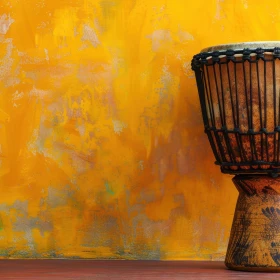 Trommel vor einer gelben Wand