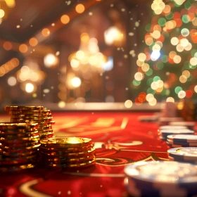 Casinotisch vor einem Weihnachtsbaum