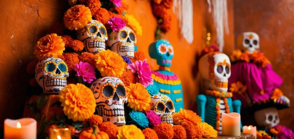 mexikanische Dekoration mit Blumen