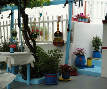 Griechische Kulisse mit Dekoration