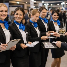 Hostessen beim Personalbreefing