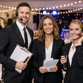 Eventmanager bereiten sich auf die Veranstaltung vor