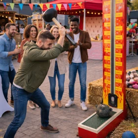 Person spielt "Hau den Lukas"