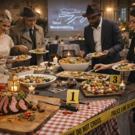 Buffet zum Krimidinner mit Tatorthinweisen