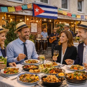 Businessmenschen bei einem kubanischen Essen
