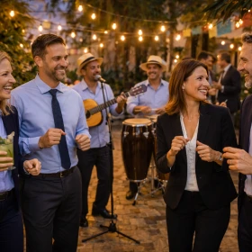 Kubanische Firmenfeier, Musiker im Hintergrund