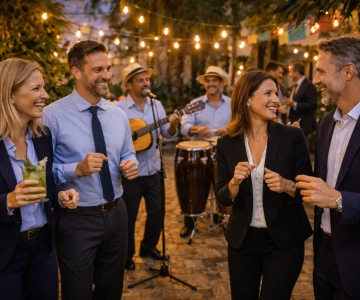 Kubanische Firmenfeier, Musiker im Hintergrund