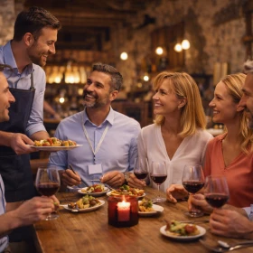Verkostung verschiedener Speisen in einem Restaurant bei einer kulinarischen Stadtführung